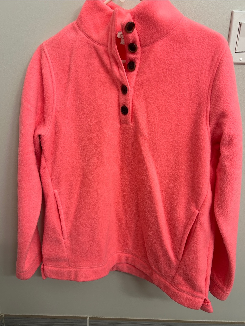 J. Crew Coral Fleece Snap-Placket Turtleneck Pullover